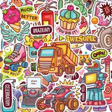 100/200pcs Vintage/Cartoon Pattern Creative Sticker Pack, Suitable For Decorating Tablets, Luggage, Bicycles, Skateboards, Laptops, Phones, Cups, DIY Gifts - Multicolor - View 4