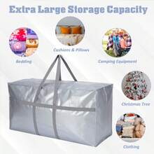 bolsas de almacenamiento extra grandes de 19 galones con asa de cierre fuerte plegable tamaño XXL tamaño grande caja de mudanza para recámara universitario viaje - pago - Ver 5