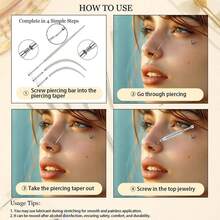 14G 16G 18G 20G Stainless Steel Flat Bottom Earring Piercing Tool, Threadless Insertion Needle, Suitable For Piercing Ears, Nose, Lips And Other Parts - Silver - View 2