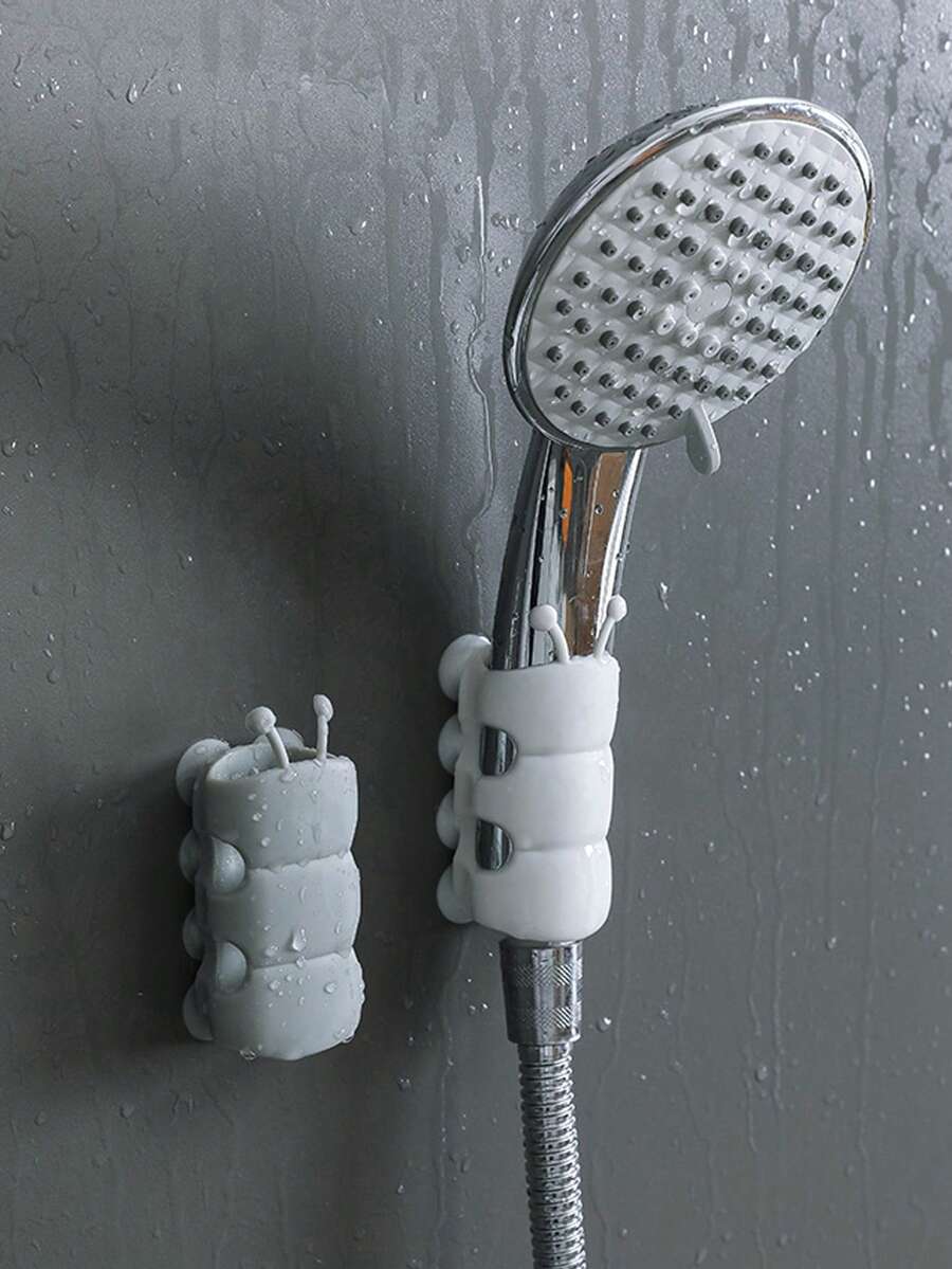 2个可爱毛毛虫造型淋浴喷头支架，可调节免钻孔手持淋浴支架，自粘式淋浴喷头支架，适用于浴室、儿童浴室