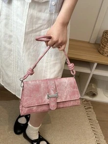 新款时尚金属装饰手提包，适合派对、郊游、度假、购物和日常使用，可存放硬币、手机，也适合白领、大学生和上班族作为工作包，优雅女士包。 - 粉色 - 查看 3