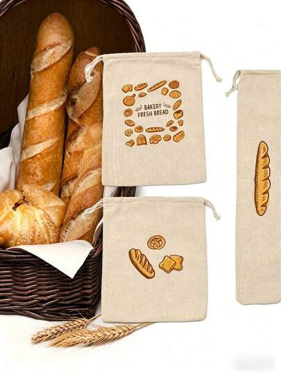 Bolsa de pan de lino reutilizable con cordón, bolsa con cordón sin blanquear adecuada para almacenar pan y pasteles caseros y hechos a mano, sin asa, adecuada para organizar productos horneados