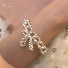 On-The-Run Princess Hollowed-Out Lace Pearl Necklace - French Elegant Cool Style, Luxury High-End Bow Clavicle Chain - Vòng tay ngọc trai hình nơ - Xem 3