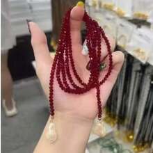 1件奢华串珠黑色水晶不对称吊坠项链，长款巴洛克珍珠颈链，男女皆宜，日常/派对佩戴，庆典礼物 - 彩色 - 查看 5