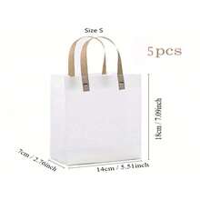 5pcs Gift Bags, Transparent Bottom Tote Bags With Handles, Reusable Wedding Handbags, Shopping Gift Packaging Bags - Multicolor - View 9