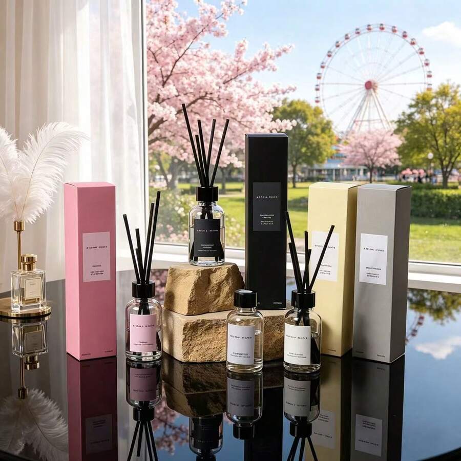 120克多巴胺藤条无焰香氛精油，家用香氛扩散器，持久舒缓香气，缓解压力，放松身心，节日/生日/女士礼物 - 英國梨小蒼蘭-單瓶裝 - 查看 1