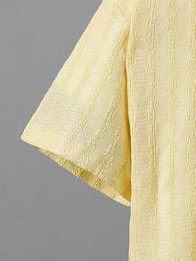 Tween Boys' Summer Casual Outdoor Versatile Textured Solid Color Shirt And Textured Solid Color Shorts 2 Pieces Set - Yellow - View 4