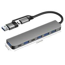XIAVEN 7 In 1 Dual Input Connectivity Hub Instantly Expand Your Device's Capabilities With This 7-Port USB-C DEMKICO Hub. It Features A Dual-Input Design, Allowing Connection Via Native USB-C Or The Included USB-A To USB-C Adapter For Compatibility With USB-A Ports. The Hub Provides: 1x USB 3.0 Port, 4x USB 2.0 Ports, And 2x USB-C Data Ports. - View 8
