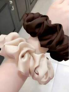 2 Oversized Satin French Large Circle French Temperament Solid Color French Hair Ties,Festival,Party - Multicolor - View 3