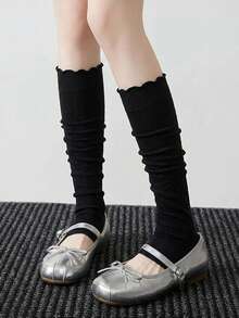 1 Par de Polainas com Estribo Estilo Ballet/Escolar, Polainas Finas para Mulheres, Estilo JK da Moda - Multicolorido - Ver 9