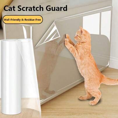 1 Roll - Transparent PVC Furniture Scratch Guard Film, Durable Anti-Cat Claw Tape, Suitable For Sofa, Doors And Walls, Pet Scratch Protector | Easy To Apply And Remove Anti-Scratch Film For Cats And Dogs