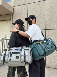 1個多功能大容量健身旅行背包，附乾濕分區、隱藏式肩帶與拉桿把手，適合青少年時尚，黑色/黃色/灰色/湖藍色，現代運動風，適用於短途旅行與城市探索 - 彩色 - 查看 4