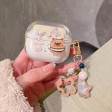 1pc Cute Cartoon Transparent Earphone Case With Pendant, Suitable For Samsung Galaxy Wireless Earbuds Protective Cover - Multicolor - View 7