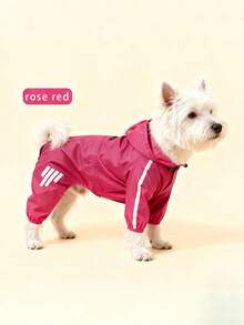 1件宠物防风外套，防水可爱紫红色外套，纽扣式雨衣，适合小型/中型犬 - 粉色 - 查看 15