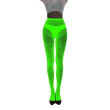 Fluorescent Pantyhose, Luminous Fishnet Stockings, Green Light Sexy Tattoo Lace, Jacquard Lace Hollow Stockings - Màu huỳnh quang 01 - Xem 6