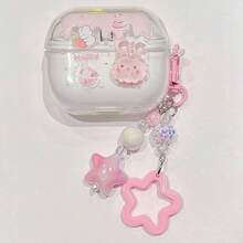 1pc Cute Cartoon Transparent Earphone Case With Pendant, Suitable For Samsung Galaxy Wireless Earbuds Protective Cover - Multicolor - View 9