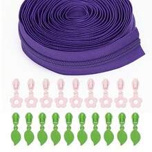 10个粉色花朵拉链拉片 + 10个叶子拉链拉片 + 177英寸5号尼龙拉链，花叶组合拉链套装，适用于服装和包袋DIY拉链更换 - 5#nl+HDP - 查看 11