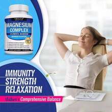 Toplux Magnesium Complex Supplement |   8 Elemental Forms (1000mg) |   Glycinate, Citrate, Malate, Taurate & More |   Bone, Muscle & Energy Support |   Vegan, Non-GMO |   90 Capsules - Pack Of 1 - View 2