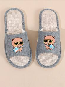 Unisex Linen House Slippers, Suitable For All Seasons, Comfortable Indoor Slippers, Birthday Gift For Couples, Women Fashion Slippers For Spring And Autumn - Blue - View 5