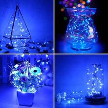 1 pieza Luces LED de hadas de alambre de cobre con batería, de 3 metros/5 m/10 m, con tema de cielo estrellado, adecuadas para decoración de dormitorio, decoración de fiestas, decoración de bodas, ideal para decoración interior, decoración de cortinas, decoración de árboles en jardines exteriores - Alambre de cobre# - Ver 7