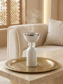 Lư hương pha lê kim loại trang nhã, lư hương cao cấp, lư hương truyền thống, lư hương chịu nhiệt và bền bỉ, kết hợp với chất liệu gỗ. - Phong cách trang nhã màu trắng - Xem 3