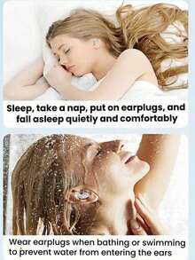 2pcs/1 Pair Reusable Silicone Earplugs, Waterproof Noise-Proof Earplugs For Swimming, Sleeping, Snoring, Study, Music Concerts, Outdoor Travel, Industrial Work, Comfortable For Men And Women, Heart-Shaped Design - Multicolor - View 2