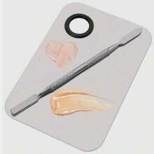 2 piezas Juego de paletas de maquillaje, paleta de maquillaje portátil para artistas, lápiz labial y herramientas de belleza, extractor de puntos negros, limpiador de poros, cuchara de acero inoxidable para base líquida, raspador facial, esencial para maquilladores profesionales, herramientas amigables para viajar, cuchara de alta calidad para una aplicación suave, para profesionales del maquillaje - Plateado - Ver 1