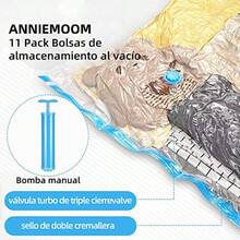 Bolsas de almacenamiento al vacío 11 Pack reutilizables bolsas de compresión de ahorro de espacio bolsas de vacío almacenaje al vacío para guardar Ropa almohadas edredones - Azul - Ver 4