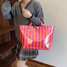 新款大容量条纹手提包，高品质轻便手提包，通勤旅行单肩包 - 單件 - 查看 8