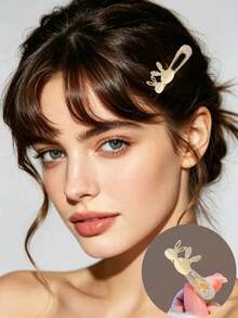 1 pièce Clip à cheveux pour femmes avec pierre d'œil de chat, décoration de lapin en strass, accessoire de cheveux élégant, frais, doux et mignon, convient pour un usage quotidien, cadeau d'été, pinces à cheveux, festival, fête - Multicolore - Voir 6