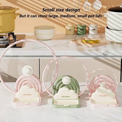 1pc Kitchen Storage Rack With Suction Cup, Multi-Function Rainbow Spatula Holder For Tabletop, Practical Kitchen Tool Pot Lid Rack, Kitchen Storage Rack, Tabletop Spatula Holder