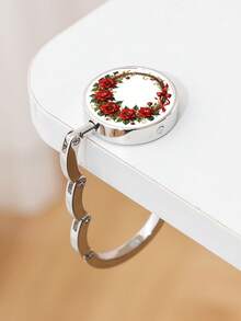 1 Peça Gancho Floral Elegante - Clipe Dobrável de Metal com Rosa Vermelha, Decoração de Mesa, Enfeite de Bolsa - Presente Perfeito para Mulheres, Aniversário, Feriado - Construção de Metal Durável, Adequado para Decoração Doméstica, Escritório, Festa Floral, Acessório de Moda, Superfície Suave, Suporte Multiuso - Multicolorido - Visão 11