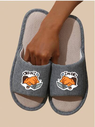 Unisex Geburtstagsgeschenk Paar Hausschuhe, Damen minimalistische einfarbige Offene Zehen Hausschuhe für Innen/Außen, Herren Leinen flache rutschfeste strapazierfähige Hausschuhe, Mode Slides, Zuhause Lässig, Sommer Sandalen