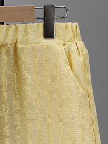 Tween Boys' Summer Casual Outdoor Versatile Textured Solid Color Shirt And Textured Solid Color Shorts 2 Pieces Set - Yellow - View 7