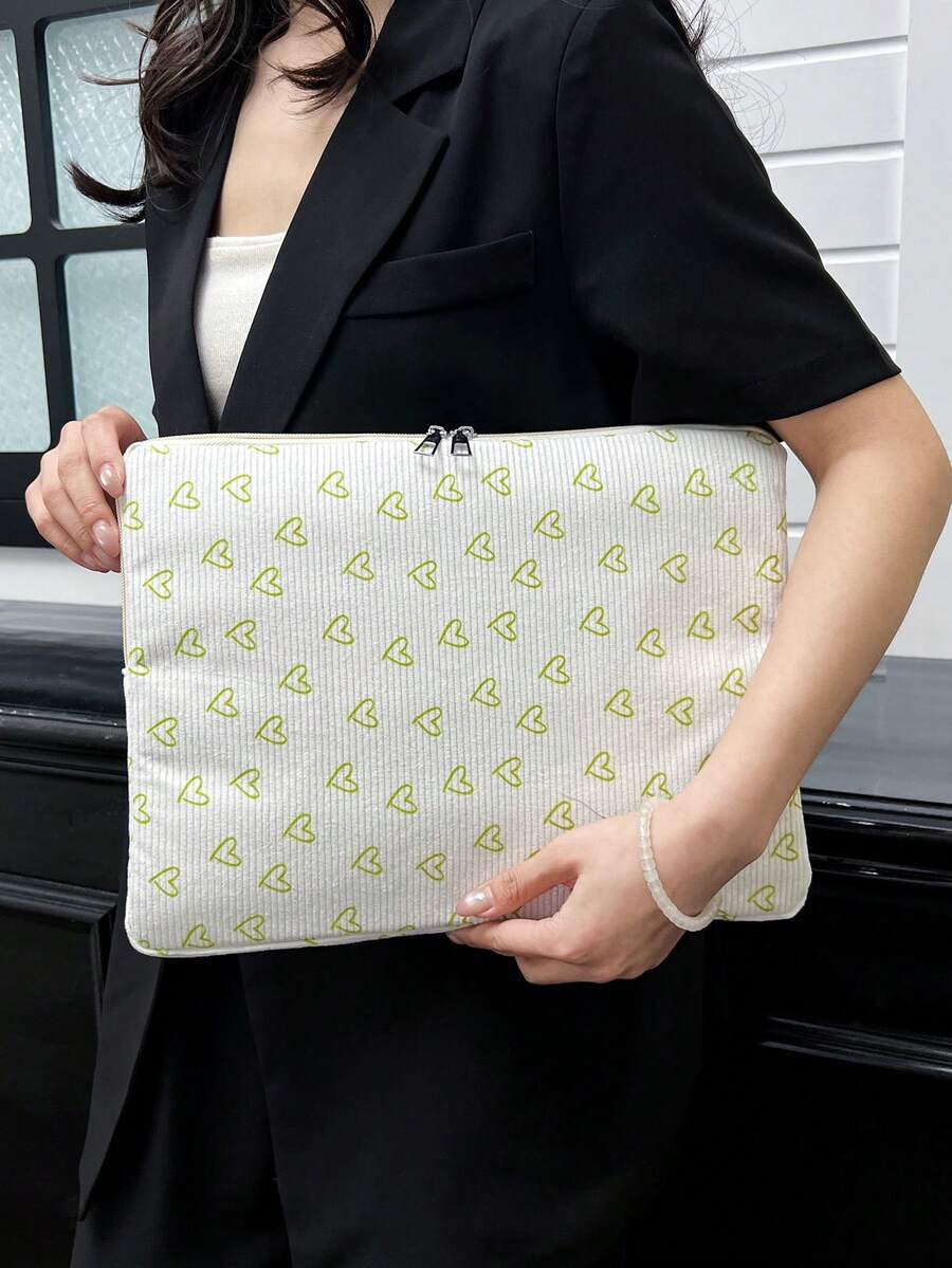 Solid Color Minimalist Luxury Laptop Sleeve, Multi-Size Notebook Tablet Carrying Case Laptop Case Laptop Bag Computer Case For Women Computer Bag Portable Laptop Cover Travel Essentials - Green - View 1