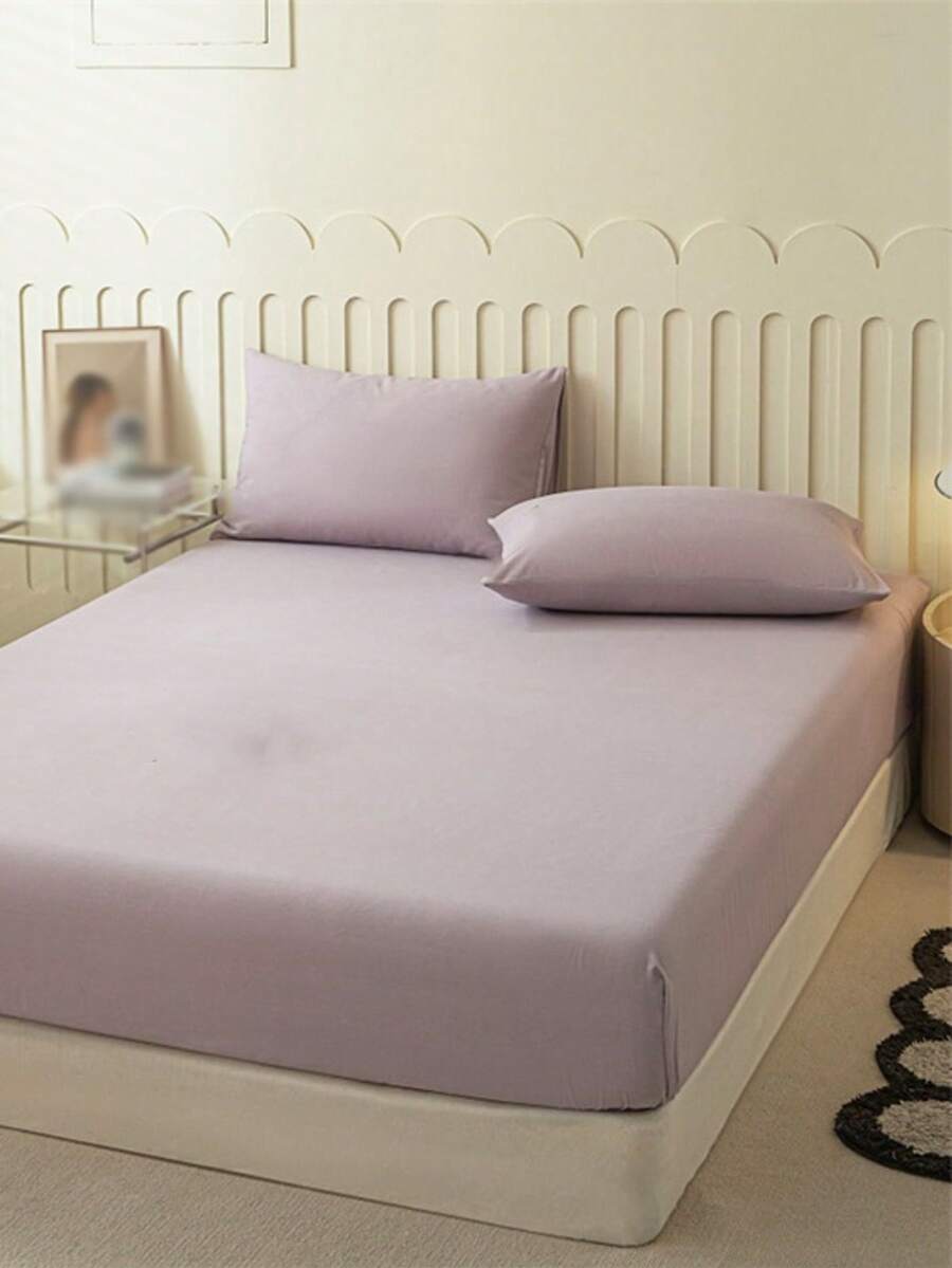 Camel Brushed Soft & Comfortable 3 PiecesBed Sheet Set - Mauve Purple - View 1