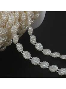 Cadena de perlas falsas de ABS con adorno de cuentas para manualidades, decoración de ropa y DIY - G-beige - Ver 8