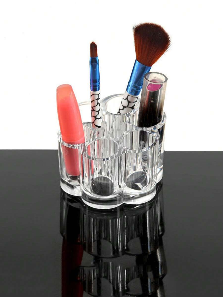 1pc Transparent Plum Blossom Shaped Lipstick Holder Display Stand, Makeup Storage Box For Lipstick, Eyebrow Pencil, Eyeliner - Multicolor - View 1