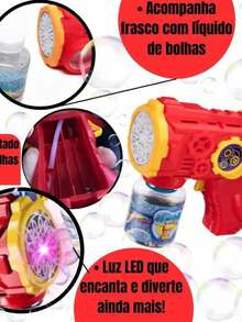 15 Estrelas Bubble Gun Toy For Kids, Colorful LED, Automatic, Fun Toy - Blue - View 3