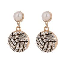 1 Pair European And American Style Fully Rhinestone Sports Theme Alloy Earrings, Football, Basketball, Rugby, Baseball, Softball, Volleyball Earrings - Ball Earrings - View 13