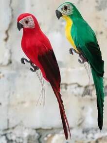 1 pieza Decoración de plumas de loro realista, adecuada para manualidades, jardín de la selva, decoración del hogar, color aleatorio (loro), adorno decorativo plano de acrílico 2D para exteriores, hogar, jardín, manualidades, adecuado para el Día de la Madre, Día del Padre, San Valentín, Eid Al-Adha, todas las estaciones - Multicolor - Ver 7