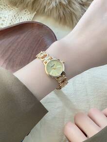 1pc New Elegant Casual Women's Watch, Retro Gold-Tone, European And Middle Eastern Style - Gold - View 7