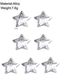 红色星形发夹，Y2K风格，适合日常休闲、外出和派对搭配 - 銀色 - 查看 6