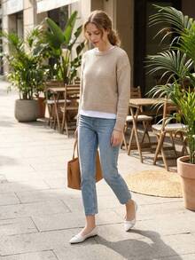 Giày Mary Jane da sơn mài mới mùa Xuân/Thu 2025, giày slip-on mũi nhọn có dây xích kim loại dành cho nữ, cỡ lớn. - Chantilly - Xem 10