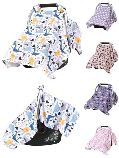 透气婴儿汽车座椅遮阳罩和婴儿座椅保护套，轻薄卡通图案婴儿车罩，防尘毯，夏季户外旅行必备
