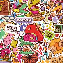 100/200pcs Vintage/Cartoon Pattern Creative Sticker Pack, Suitable For Decorating Tablets, Luggage, Bicycles, Skateboards, Laptops, Phones, Cups, DIY Gifts - Multicolor - View 2