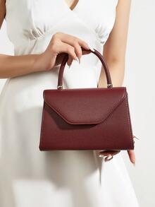 REMANLAND Bolso de mano con patrón de litchi a la moda, elegante bolso de negocios para damas, adecuado para chicas de fiesta, estudiantes universitarias, novias, se puede combinar con vestidos de fiesta, vestidos de novia, vestidos de cóctel, faldas ajustadas, ideal para bodas, reuniones, banquetes, fiestas, bailes, y el mejor regalo para mujeres - Burdeos - Ver 9