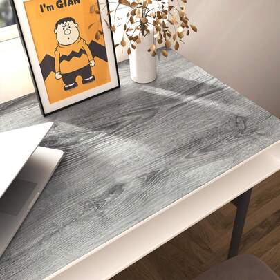 21.65 英寸 x 393.70 英寸灰色橡木纹壁纸，防水木纹自粘乙烯基贴膜，适用于台面、橱柜、墙壁、家具、货架