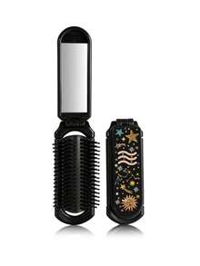 12 Zodiac Signs Foldable Comb, 1pc Foldable Design Comb With Star Chart, Stars, Sun, Moon Elements, Y2K Millennium Style, Portable With Mirror, Girly Aesthetic, Retro Star Sun Foldable Comb, Mini Travel Comb With Mirror, 2-In-1 Hair Styling And Makeup Touch-Up, Suitable For Carrying And Gifting - Multicolor - View 11