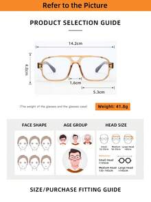 1pc Men's Double Bridge Oval Frame Minimalist Stylish Fashion Non-Prescription Glasses (Suitable For Watching TV, Using Mobile Phone, Office Work And Other Daily Use) - Tea Frame Tortoise Shell Legs - View 2